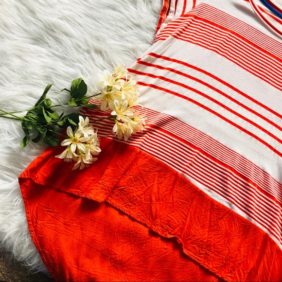 Orange & White high low dress shirt - Picture 3 of 6